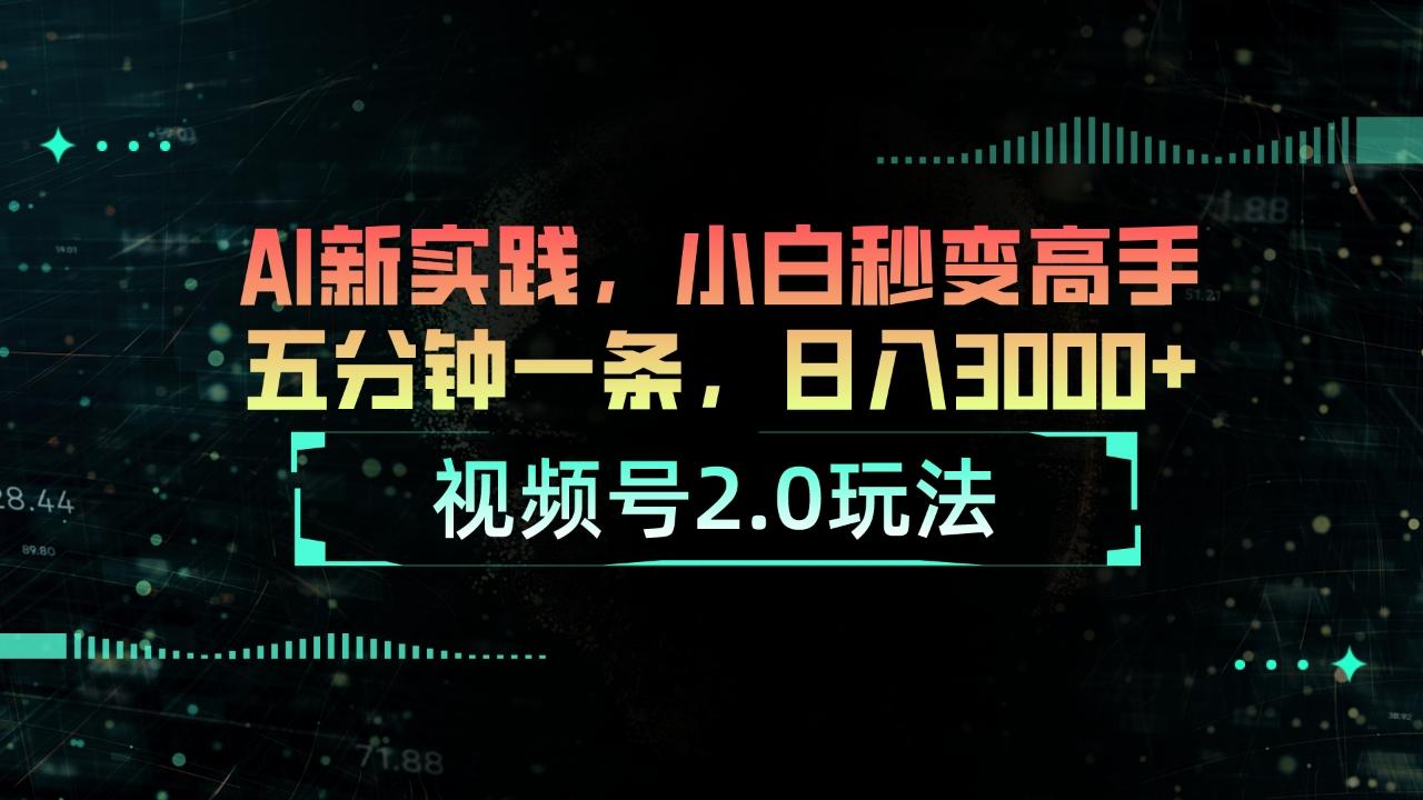 视频号2.0玩法 AI新实践，小白秒变高手五分钟一条，日入3000+-星禾网创星球