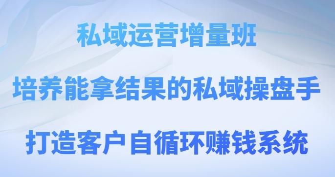 私域运营增量班，培养能拿结果的私域操盘手，打造客户自循环赚钱系统-星禾网创星球