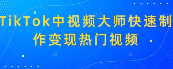 TikTok中视频大师快速制作变现热门视频-星禾网创星球