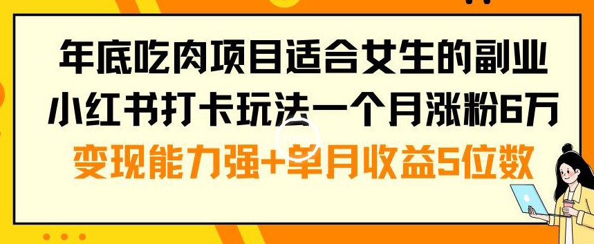 年底吃肉项目适合女生的副业小红书打卡玩法一个月涨粉6万+变现能力强+单月收益5位数【揭秘】-星禾网创星球