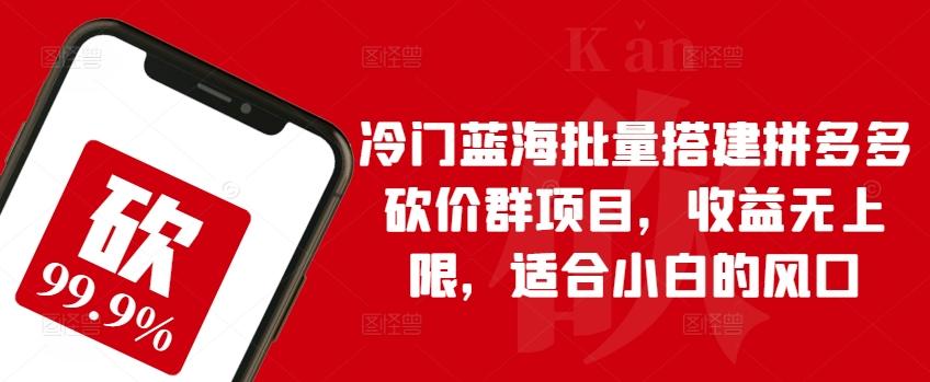 冷门蓝海批量搭建拼多多砍价群项目，收益无上限，适合小白的风口【揭秘】-星禾网创星球