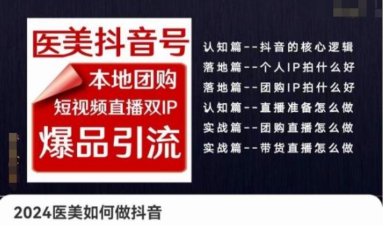 2024医美如何做抖音医美抖音号，本地团购、短视频直播双ip爆品引流，实操落地课-星禾网创星球