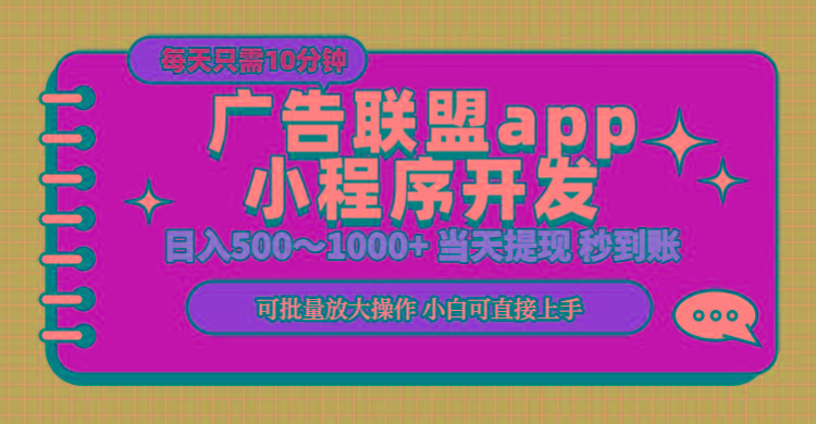 小程序开发 广告赚钱 日入500~1000+ 小白轻松上手！-星禾网创星球