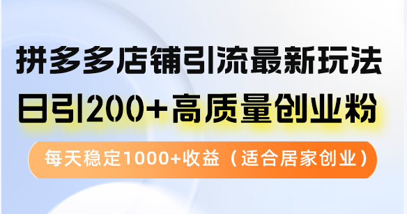 拼多多店铺引流最新玩法，日引200+高质量创业粉，每天稳定1000+收益(...-星禾网创星球
