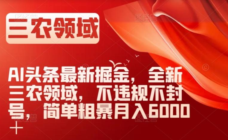 AI头条最新掘金，全新三农领域，不违规不封号，简单粗暴月入6000＋【揭秘】-星禾网创星球