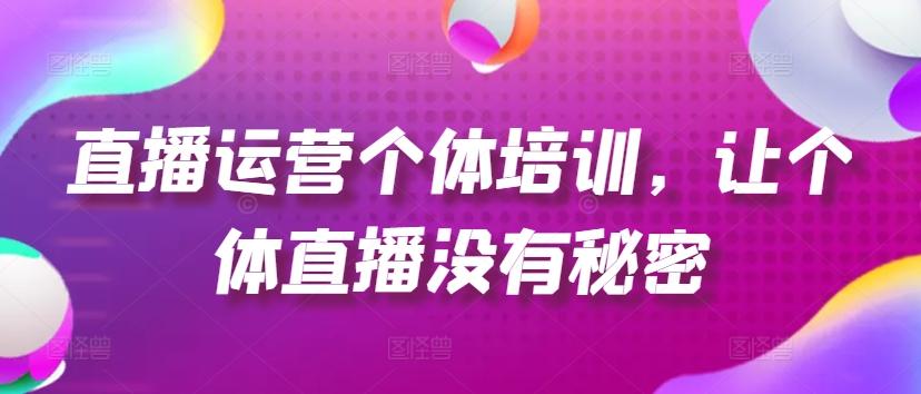 直播运营个体培训，让个体直播没有秘密，起号、货源、单品打爆、投流等玩法-星禾网创星球