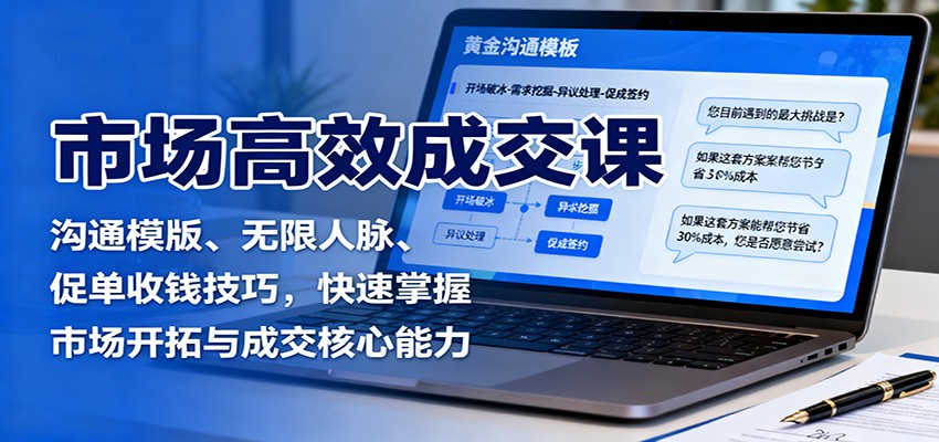 市场高效成交课:沟通模版、无限人脉、促单收钱技巧,快速掌握市场开拓与成交核心能力 市场高效成交课:沟通模版、无限人脉、促单收钱技巧,快速掌握市场开拓与成交核心能力