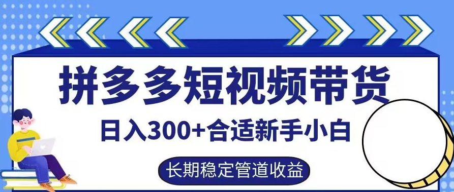 拼多多短视频带货日入300+有长期稳定被动收益，合适新手小白【揭秘】-星禾网创星球