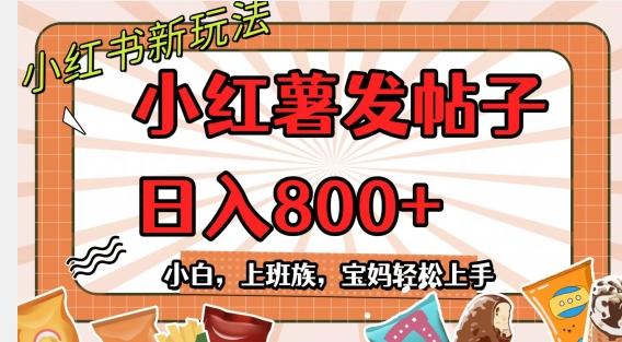 小红薯发日常帖子，日入800+小白专属项目可批量操作-星禾网创星球