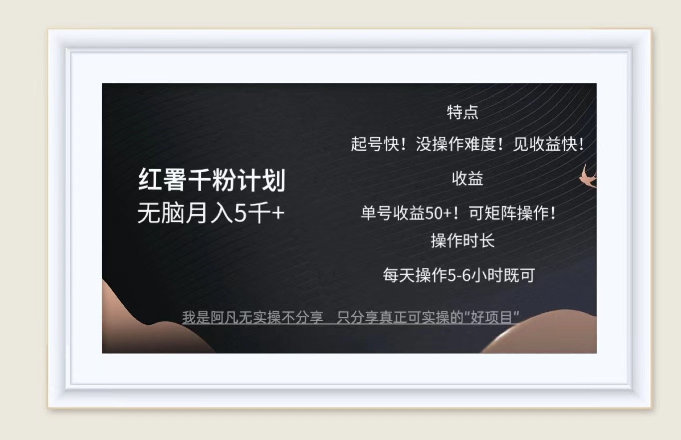 红薯千粉计划无脑月入5千+！既做既赚！-星禾网创星球