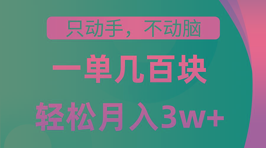 只动手不动脑，一单几百块，轻松月入3w+，看完就能直接操作，详细教程-星禾网创星球