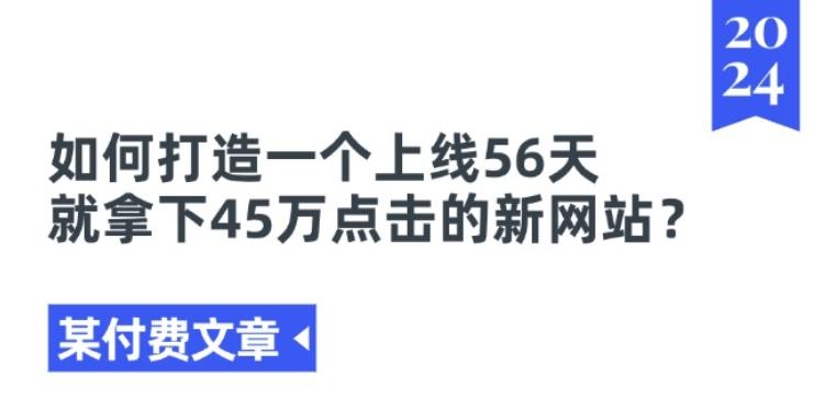 某付费文章《如何打造一个上线56天就拿下45万点击的新网站?》-星禾网创星球