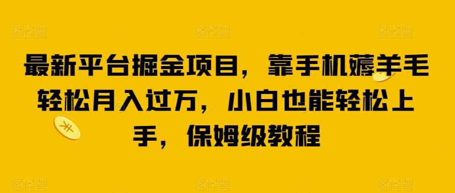 最新平台掘金项目，靠手机薅羊毛轻松月入过万，小白也能轻松上手，保姆级教程【揭秘】-星禾网创星球