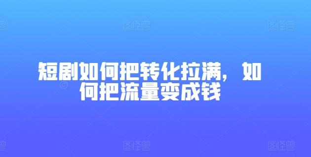 短剧如何把转化拉满，如何把流量变成钱-星禾网创星球