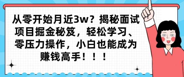 从零开始月近3w？揭秘面试项目掘金秘笈，轻松学习、零压力操作，小白也能成为赚钱高手-星禾网创星球