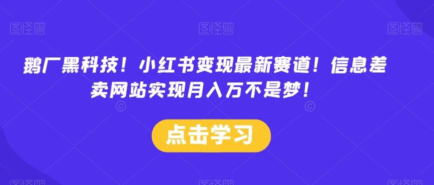 鹅厂黑科技！小红书变现最新赛道！信息差卖网站实现月入万不是梦！-星禾网创星球