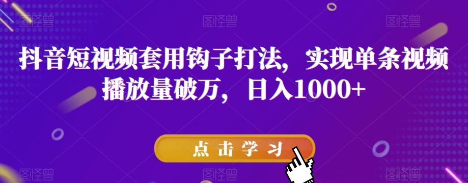 抖音短视频套用钩子打法，实现单条视频播放量破万，日入1000+【揭秘】-星禾网创星球