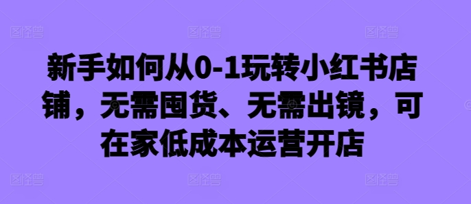 新手如何从0-1玩转小红书店铺，无需囤货、无需出镜，可在家低成本运营开店-星禾网创星球