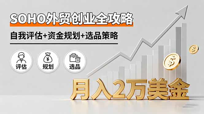 SOHO外贸创业全攻略，自我评估+资金规划+选品策略，月入2万美金-星禾网创星球