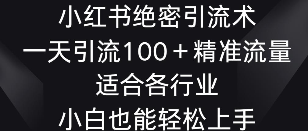 小红书绝密引流术，一天引流100+精准流量，适合各个行业，小白也能轻松上手【揭秘】-星禾网创星球