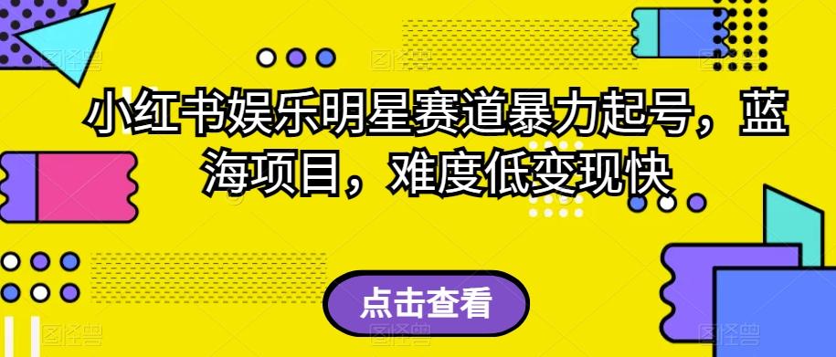 小红书娱乐明星赛道暴力起号，蓝海项目，难度低变现快【揭秘】-星禾网创星球