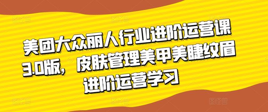 美团大众丽人行业进阶运营课3.0版，皮肤管理美甲美睫纹眉进阶运营学习-星禾网创星球