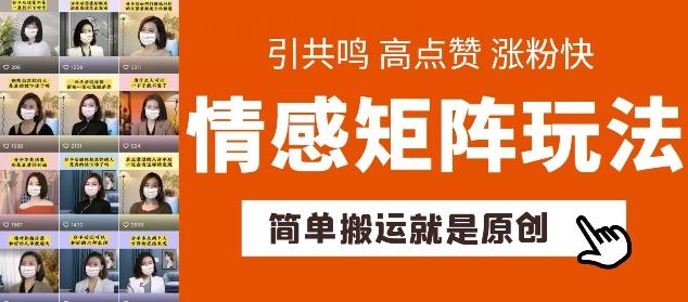 简单搬运，情感矩阵玩法，涨粉速度快，可带货，可起号【揭秘】-星禾网创星球