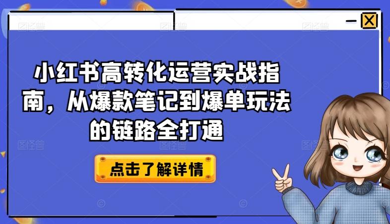小红书高转化运营实战指南，从爆款笔记到爆单玩法的链路全打通-星禾网创星球