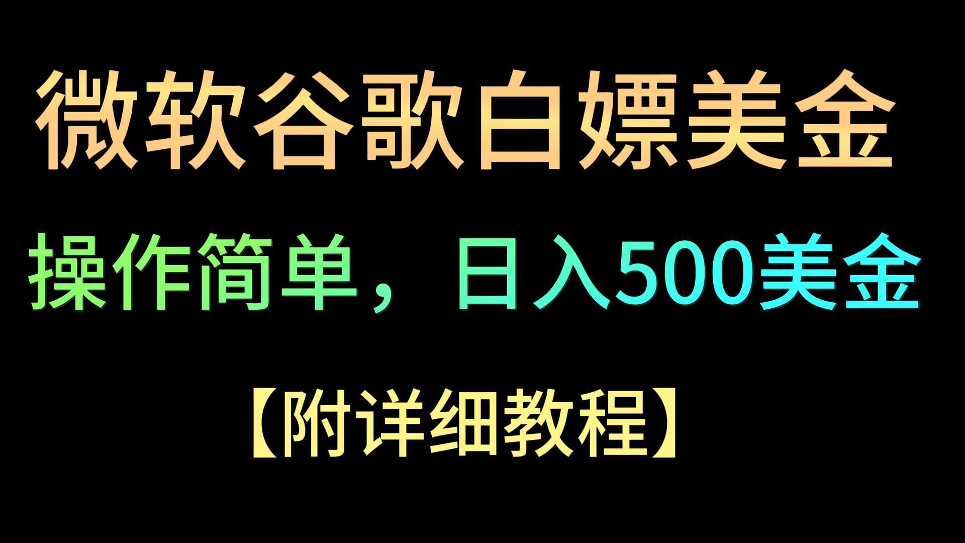 微软谷歌项目3.0，轻松日赚500+美金，操作简单，小白也可轻松入手！-星禾网创星球