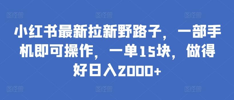 小红书最新拉新野路子，一部手机即可操作，一单15块，做得好日入2000+【揭秘】-星禾网创星球