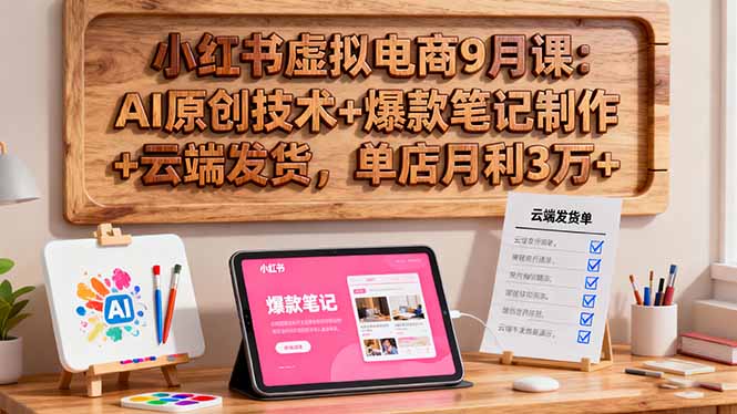 小红书虚拟电商9月课：AI原创技术+爆款笔记制作+云端发货，单店月利3万+-星禾网创星球