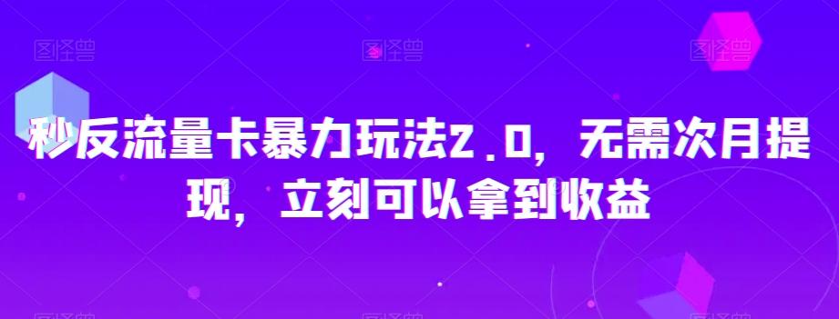 秒反流量卡暴力玩法2.0，无需次月提现，立刻可以拿到收益【揭秘】-星禾网创星球