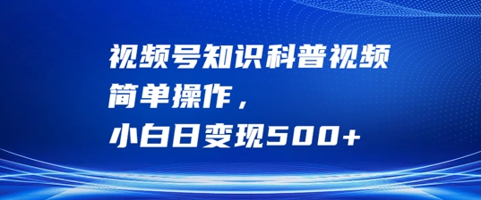 视频号知识科普视频，简单操作，小白日变现500+【揭秘】-星禾网创星球