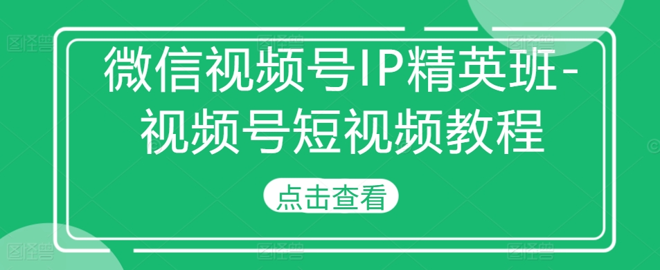 微信视频号IP精英班-视频号短视频教程-星禾网创星球