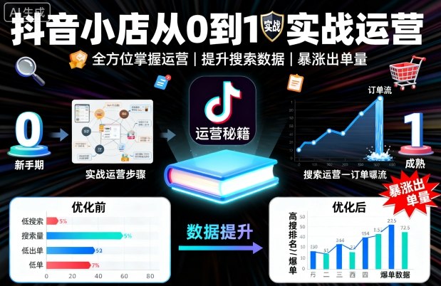 抖音小店从0到1实战运营，帮你全方位掌握小店运营，提升搜索数据与出单量-星禾网创星球