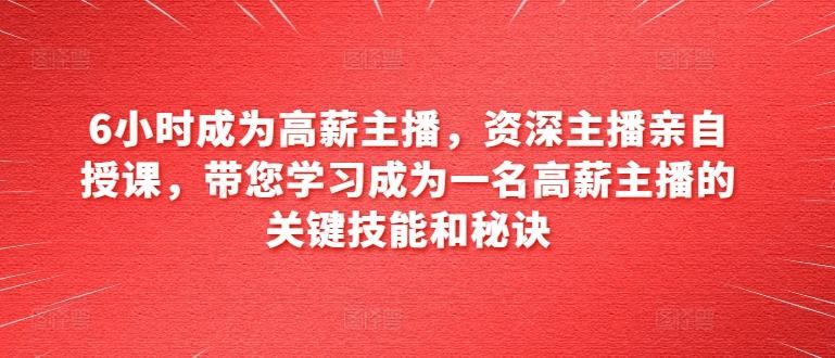 6小时成为高薪主播，资深主播亲自授课，带您学习成为一名高薪主播的关键技能和秘诀-星禾网创星球