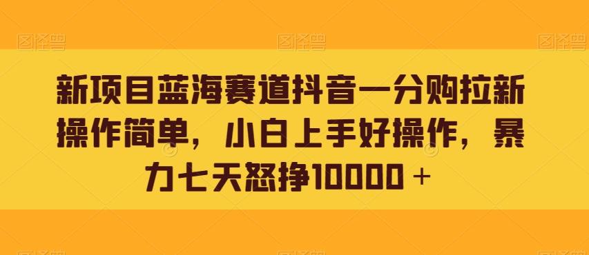 新项目蓝海赛道抖音一分购拉新操作简单，小白上手好操作，暴力七天怒挣10000＋-星禾网创星球