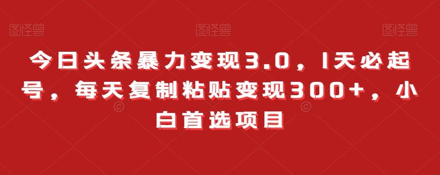 今日头条暴力变现3.0，1天必起号，每天复制粘贴变现300+，小白首选项目-星禾网创星球