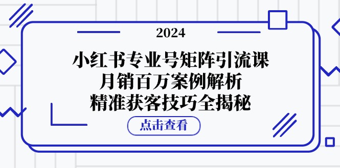小红书专业号矩阵引流课，月销百万案例解析，精准获客技巧全揭秘-星禾网创星球