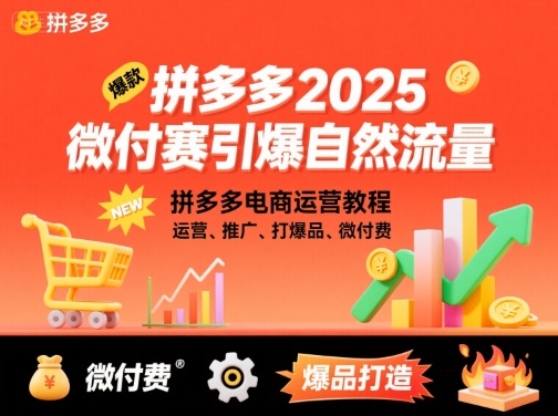 拼多多2025微付赛引爆自然流量，拼多多电商运营教程，运营、推广、打爆品、微付费-星禾网创星球