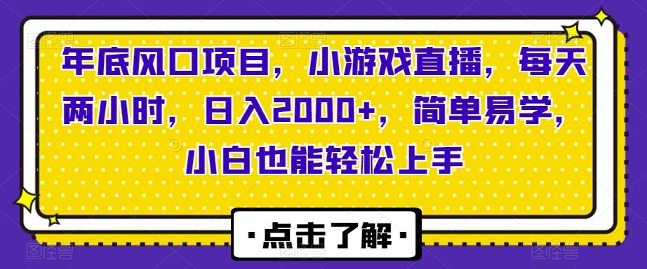 年底风口项目，小游戏直播，每天两小时，日入2000+，简单易学，小白也能轻松上手-星禾网创星球