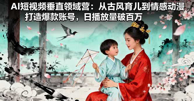 AI短视频垂直领域营：从古风育儿到情感动漫，打造爆款账号,日播放量破百万-星禾网创星球