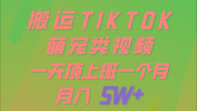 (9931期)一键搬运TIKTOK萌宠类视频 一部手机即可操作 所有平台均可发布 轻松月入5W+-星禾网创星球