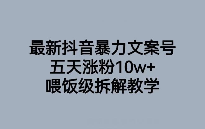 最新抖音暴力文案号，五天涨粉10w+，喂饭级拆解教学-星禾网创星球