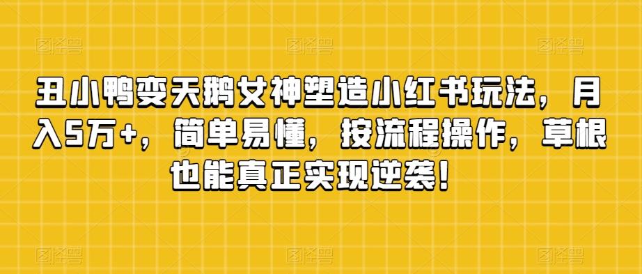 丑小鸭变天鹅女神塑造小红书玩法，月入5万+，简单易懂，按流程操作，草根也能真正实现逆袭！-星禾网创星球