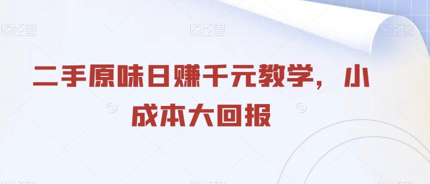 二手原味日赚千元教学，小成本大回报-星禾网创星球