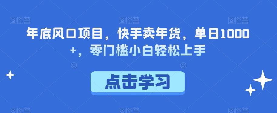 年底风口项目，快手卖年货，单日1000+，零门槛小白轻松上手-星禾网创星球