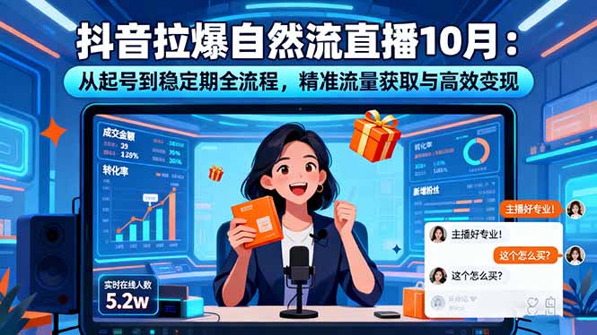 抖音拉爆自然流直播10月：从起号到稳定期全流程，精准流量获取与高效变现-星禾网创星球
