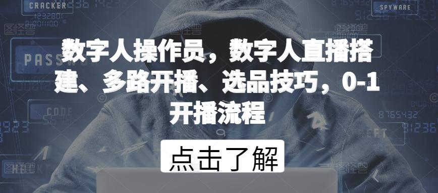 数字人操作员，数字人直播搭建、多路开播、选品技巧，0-1开播流程-星禾网创星球