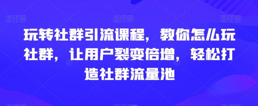玩转社群引流课程，教你怎么玩社群，让用户裂变倍增，轻松打造社群流量池-星禾网创星球